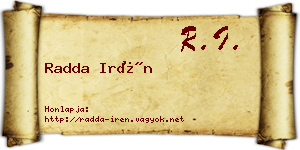 Radda Irén névjegykártya